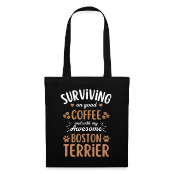Boston Terrier Coffee Dog Cafe - Sac en tissu - noir - Devant