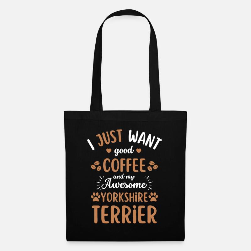Yorkshire Terrier Kaffee Hund Cafe - Stoffbeutel - Schwarz