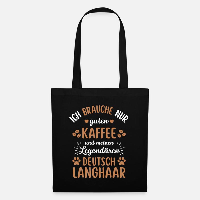 Deutsch Langhaar Kaffee Hund Cafe - Stoffbeutel - Schwarz
