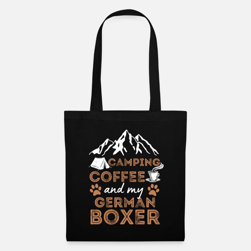 Deutscher Boxer Kaffee Camping Hund Cafe - Stoffbeutel - Schwarz