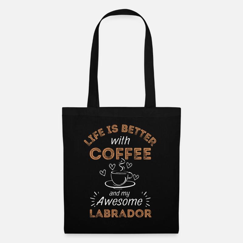 Labrador Kaffee Hund Cafe - Stoffbeutel - Schwarz