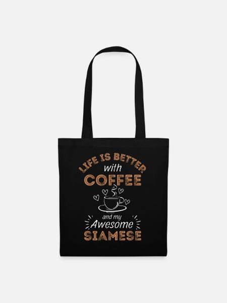 Siam Katze Kaffee Cafe - Stoffbeutel - Schwarz