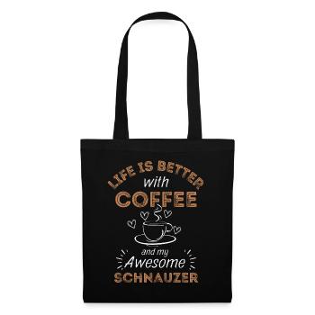 Schnauzer Kaffee Hund Cafe - Stoffbeutel - Schwarz - Vorne