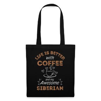 Café de chat sibérien - Sac en tissu - noir - Devant