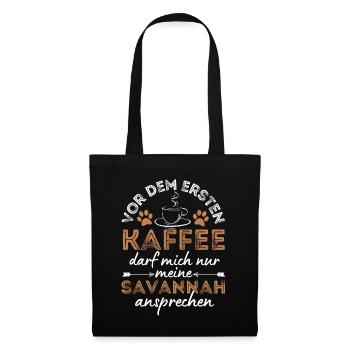 Savannah Katze Kaffee Cafe - Stoffbeutel - Schwarz - Vorne