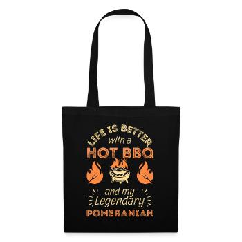 BBQ Grillen und Pomeranian Zwergspitz Liebhaber - Stoffbeutel - Schwarz - Vorne
