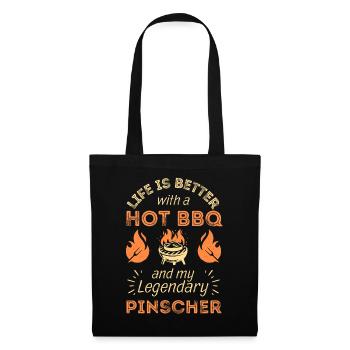 BBQ grillen für Pinscher Liebhaber - Stoffbeutel - Schwarz - Vorne