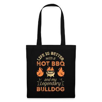 BBQ Grillen und Bulldogge Hunde Liebhaber - Stoffbeutel - Schwarz - Vorne