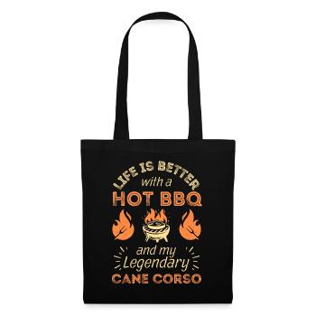 BBQ Grillen und Cane Corso Liebhaber - Stoffbeutel - Schwarz - Vorne