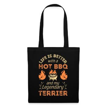 BBQ Grillen und Terrier Hunde Liebhaber - Stoffbeutel - Schwarz - Vorne