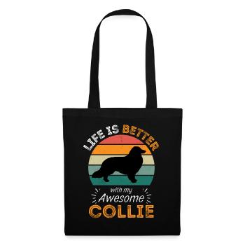 Legendärer Collie Vintage Retro - Stoffbeutel - Schwarz - Vorne