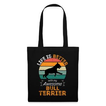 Bullterrier Vintage Retro - Stoffbeutel - Schwarz - Vorne