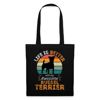 Legendärer Russel Terrier Vintage Retro - Stoffbeutel - Schwarz - Vorne
