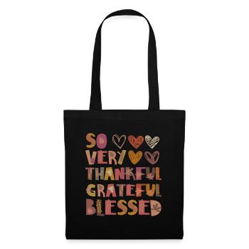 Reconnaissant Reconnaissante Bienheureuse Automne Gratitude - Sac en tissu - noir - Devant