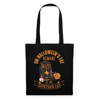 Cute and creepy shorthair cat Halloween - Tote Bag - black - Front