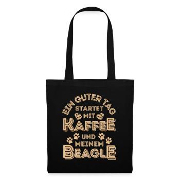 Beagle Kaffee Hund Cafe - Stoffbeutel - Schwarz - Vorne