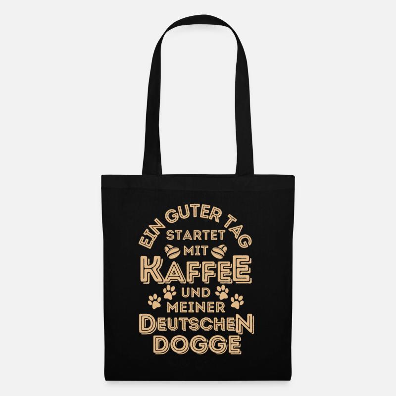 Deutsche Dogge Kaffee Hund Cafe - Stoffbeutel - Schwarz