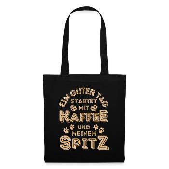 Spitz Kaffee Hund Cafe - Stoffbeutel - Schwarz - Vorne