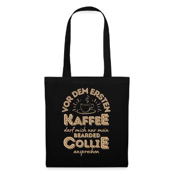 Bearded Collie Kaffee Hund Cafe - Stoffbeutel - Schwarz - Vorne