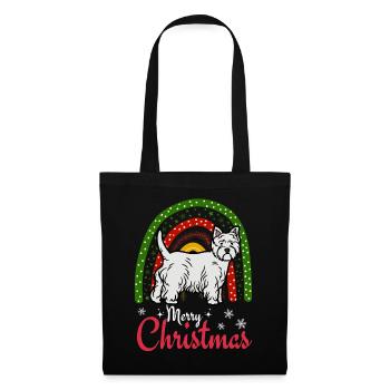 West Highland White Terrier Kawaii Bonbons de Noël - Sac en tissu - noir - Devant