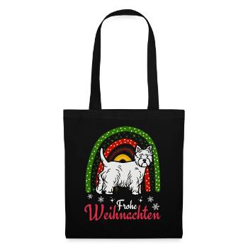 West Highland White Terrier Kawaii Bonbons de Noël - Sac en tissu - noir - Devant