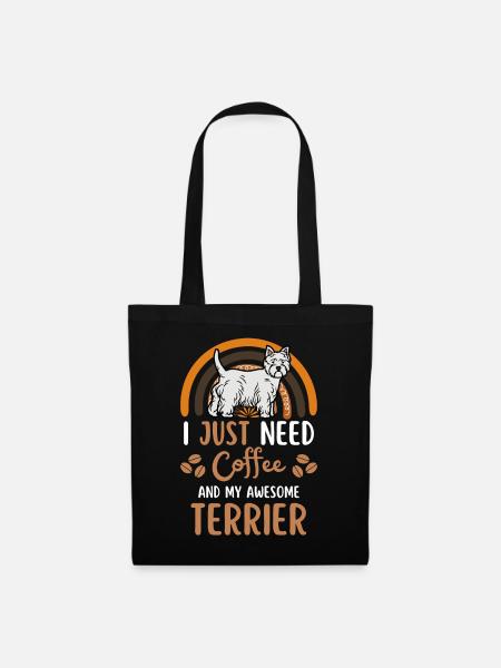 West Highland White Terrier Kaffee Hund Cafe - Stoffbeutel - Schwarz