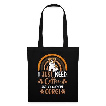 Sweet Welsh Corgi Coffee Dog Cafe kawaii - Sac en tissu - noir - Devant
