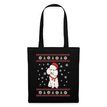 Caniche doux de Noël Kawaii - Sac en tissu - noir - Devant