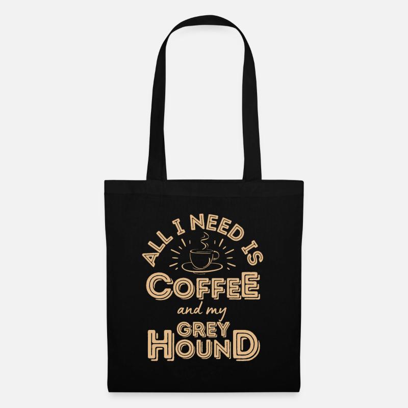 Greyhound Kaffee Hund Cafe - Stoffbeutel - Schwarz