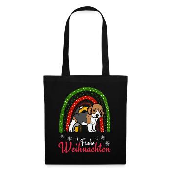 Weihnachten Süßer Beagle Kawaii - Stoffbeutel - Schwarz - Vorne