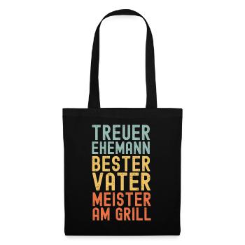 Ehemann Vater Papa Grillmeister BBQ Held Legende - Stoffbeutel - Schwarz - Vorne
