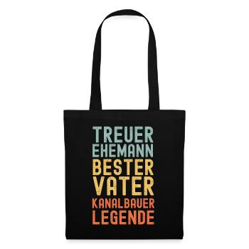 Ehemann Vater Kanalbauer Legende Retro Vintage - Stoffbeutel - Schwarz - Vorne