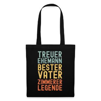 Ehemann Vater Zimmerer Legende Retro Vintage - Stoffbeutel - Schwarz - Vorne