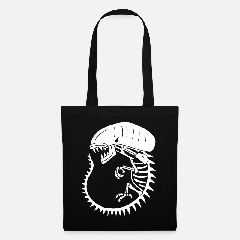 Squelette de monstre extraterrestre blanc - Sac en tissu - noir
