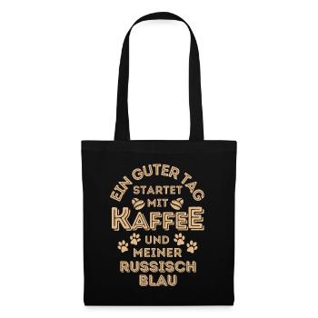 Russisch Blau Katze Kaffee Cafe - Stoffbeutel - Schwarz - Vorne