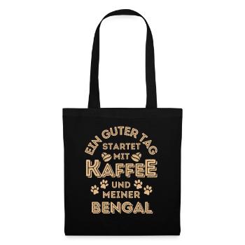 Bengal Katze Kaffee Cafe - Stoffbeutel - Schwarz - Vorne