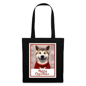 Charmant chien Akita dans un pull de Noël. - Sac en tissu - noir - Devant
