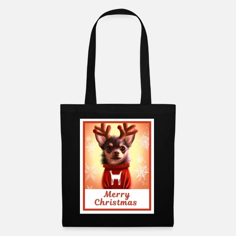 Porträt eines niedlichen Chihuahua-Hundes in einem roten Pullover. - Stoffbeutel - Schwarz