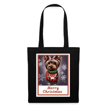 Portrait d’un chien, Yorkshire terrier - Sac en tissu - noir - Devant