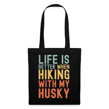 Husky Hiking dog retro - Tote Bag - black - Front