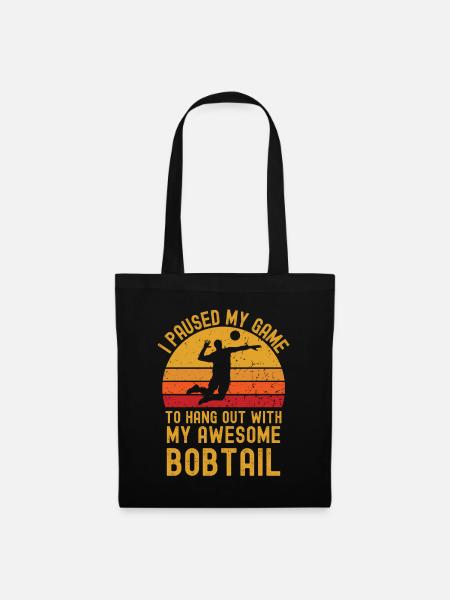Volleyball und Bobtail - Stoffbeutel - Schwarz
