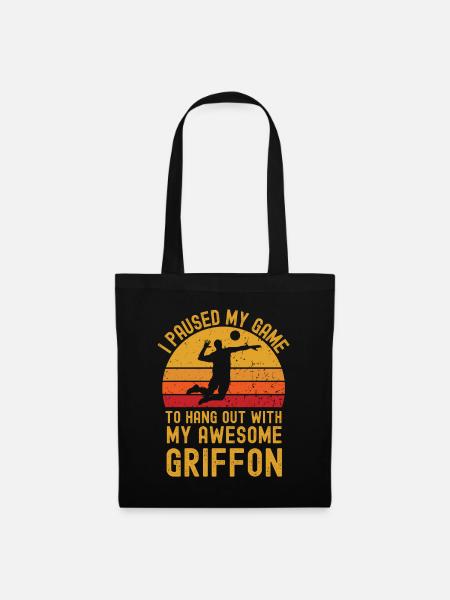 Volleyball und Griffon - Stoffbeutel - Schwarz