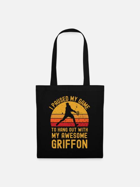 Tennis und Griffon - Stoffbeutel - Schwarz