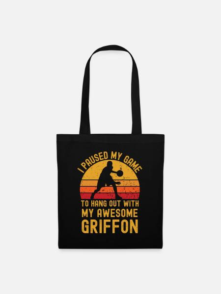 Basketball und Griffon - Stoffbeutel - Schwarz