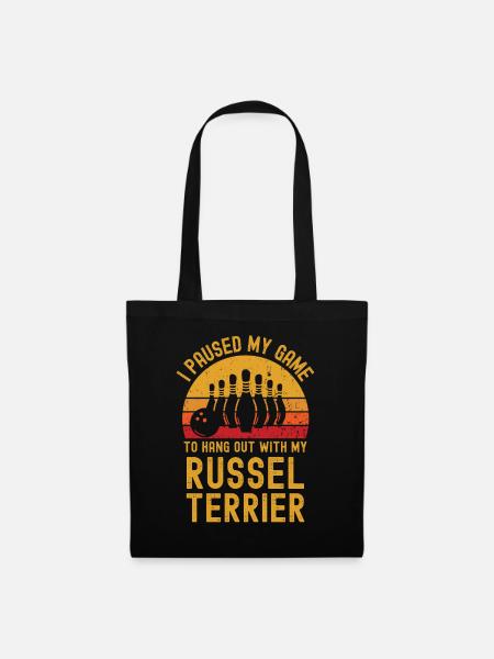 Bowling und Russel-Terrier - Stoffbeutel - Schwarz
