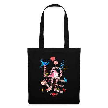 Floral Saint valentin I LOVE you - Sac en tissu - noir - Devant