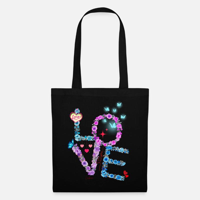 VALENTIN LOVE pink blau - Stoffbeutel - Schwarz