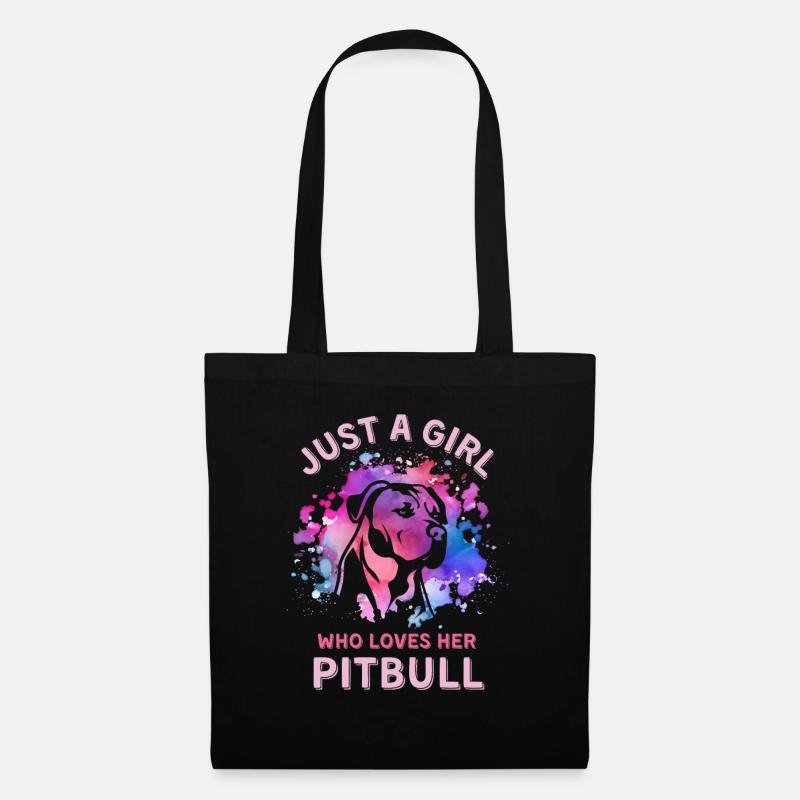 Nur ein Mädchen, das ihren Pitbull liebt - Stoffbeutel - Schwarz