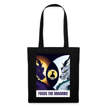 Samurai und zwei Drachen - Focus the Dragons - Stoffbeutel - Schwarz - Vorne