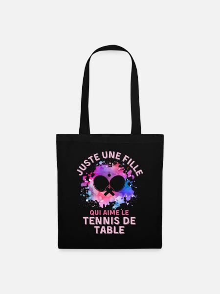 Tischtennis Damen Mädchen - Stoffbeutel - Schwarz